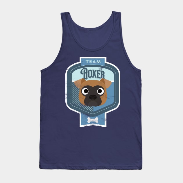 Team Boxer - Distressed Boxer Dog Beer Label Design Tank Top by DoggyStyles